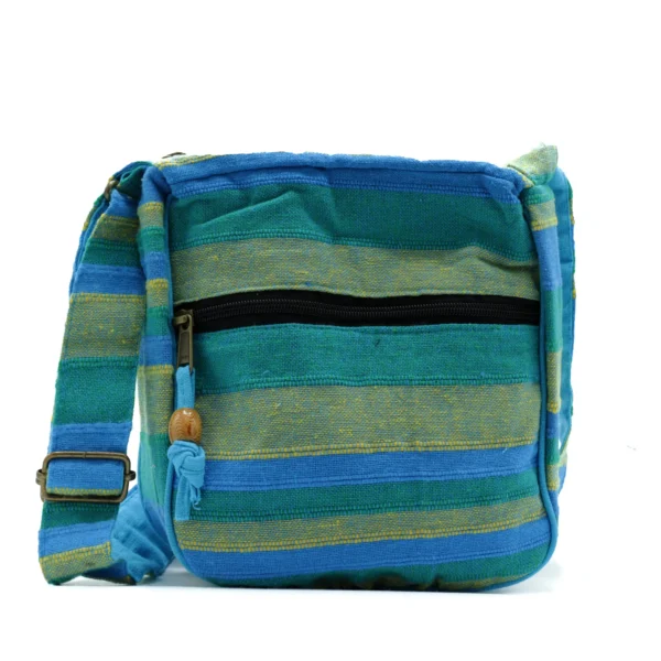 245412 Geantă nepal sling mare cu bretea reglabilă – verde și albastru