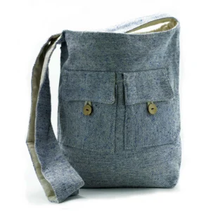 Geantă Naturală cu Două Buzunare - Denim - Mare