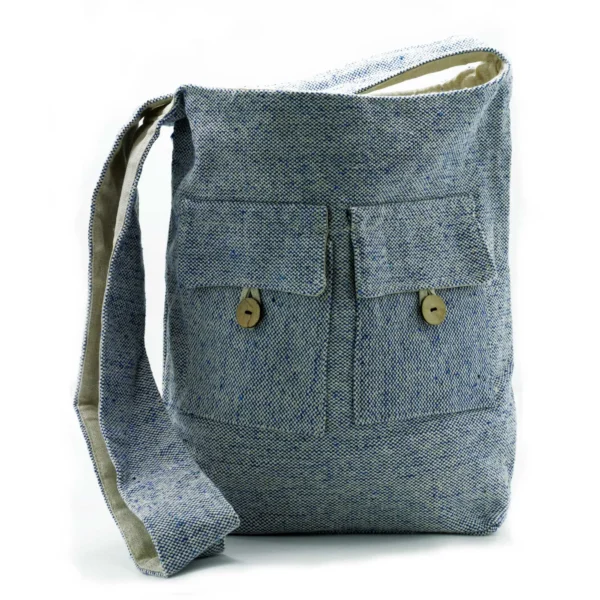 Geantă Naturală cu Două Buzunare - Denim - Mare