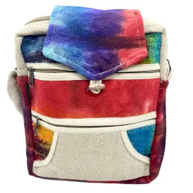 Geanta tie dye din cânepă cu 2 fermoare și inchidere