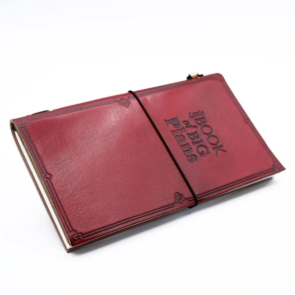 188680 Jurnal din Piele Lucrat Manual - Carte Mică Cu Planuri Mari - Roșu (80 pagini)