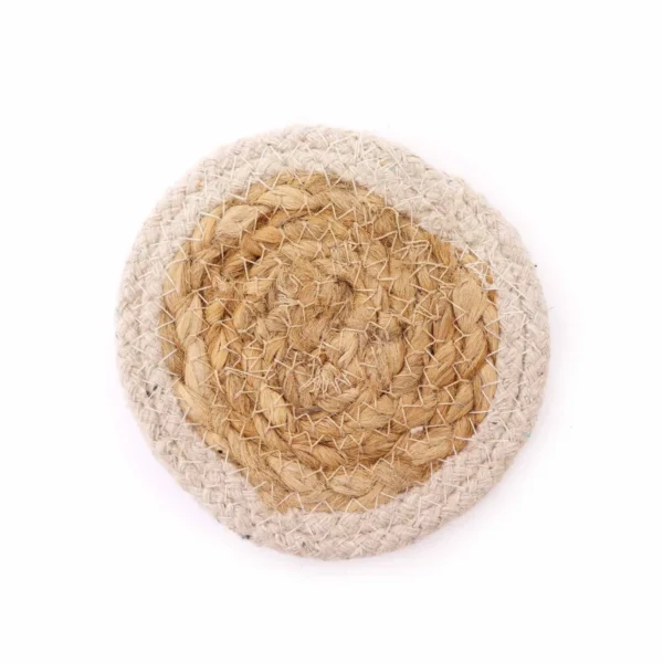 Șervet Natural - Iută și Bumbac 10cm (set de 4) - Bordură Ivory