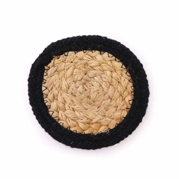 Șervet Natural - Iută și Bumbac 10cm (set de 4) - Bordură Neagră