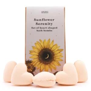 Set cadou inimi spa - floarea soarelui cu 5 bile efervescente pentru baie