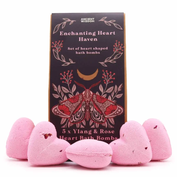 Set cadou inimi magice spa cu 5 bile efervescente roz pentru baie