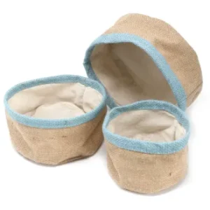 Set de 3 Coșuri din Iuta Naturală - Albastru