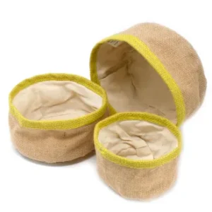 Set de 3 Coșuri din Iuta Naturală - Galben