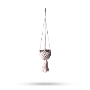 Suport decorativ pentru ghivece suspendate din macrame – bej