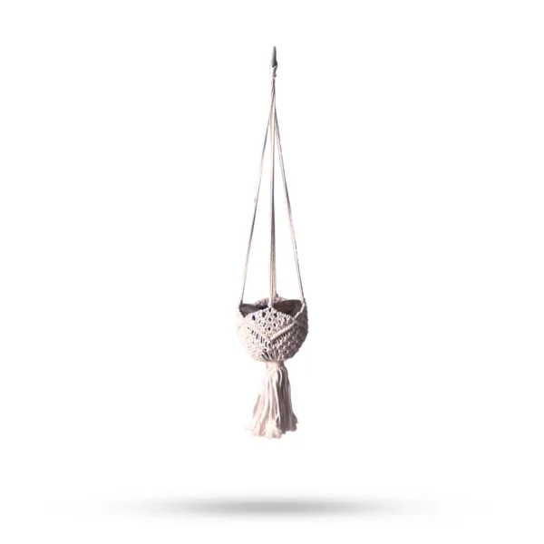 Suport decorativ pentru ghivece suspendate din macrame – bej