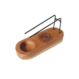 Suport mic din lemn de tec pentru Palo Santo – design Yin și Yang