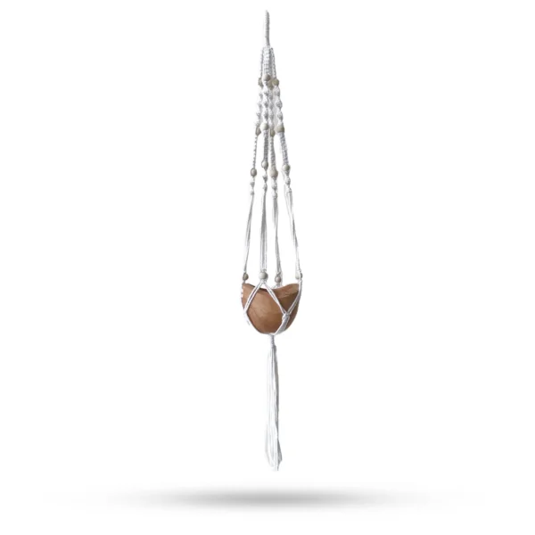 Suport suspendat din macrame cu mărgele natural – 1 m