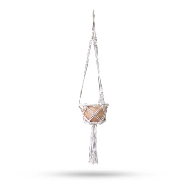 Suport suspendat din macrame natural pentru ghivece – cerc 16 cm Suport suspendat din macrame natural pentru ghivece – cerc 16 cm