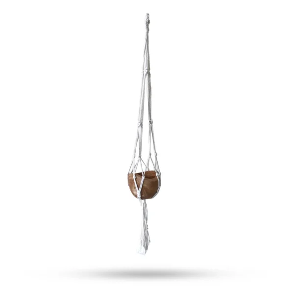 Suport suspendat din macrame pentru ghivece – natural, mărime medie