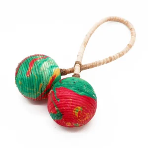 Zăngănitoare maracas twist dublu, instrument muzical decorativ realizat manual