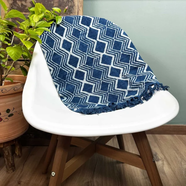 Cuvertură Indigo Realizată Manual - 170x60cm - Model Heerak