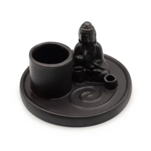 Suport pentru Tămâie Buddha – Ceramică Negru Mat