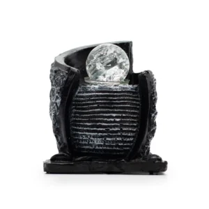 Fântână Arteziană de Masă – 15×13×20 cm – Vas cu Apă și Glob de Cristal