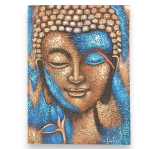 Tablou cu Buddha – Floare în Nuanţe de Bronz şi Albastru